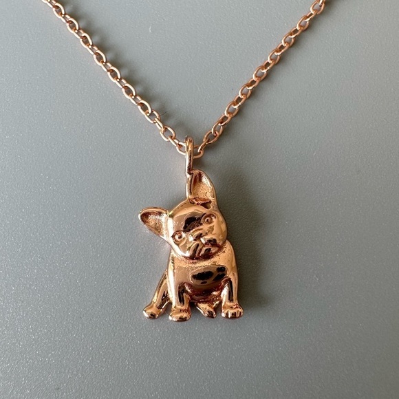 Rose Gold Dainty Bulldog Necklace - Picture 10 of 15
